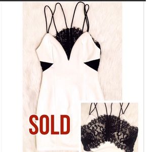 NWT “The Beauty” Cream & Black Lace Dress